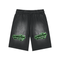 Rectangle Patch Monkey Washed Shorts