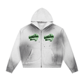 Sun Fade Frayed Raw Edge Fleece Zip Hoodie