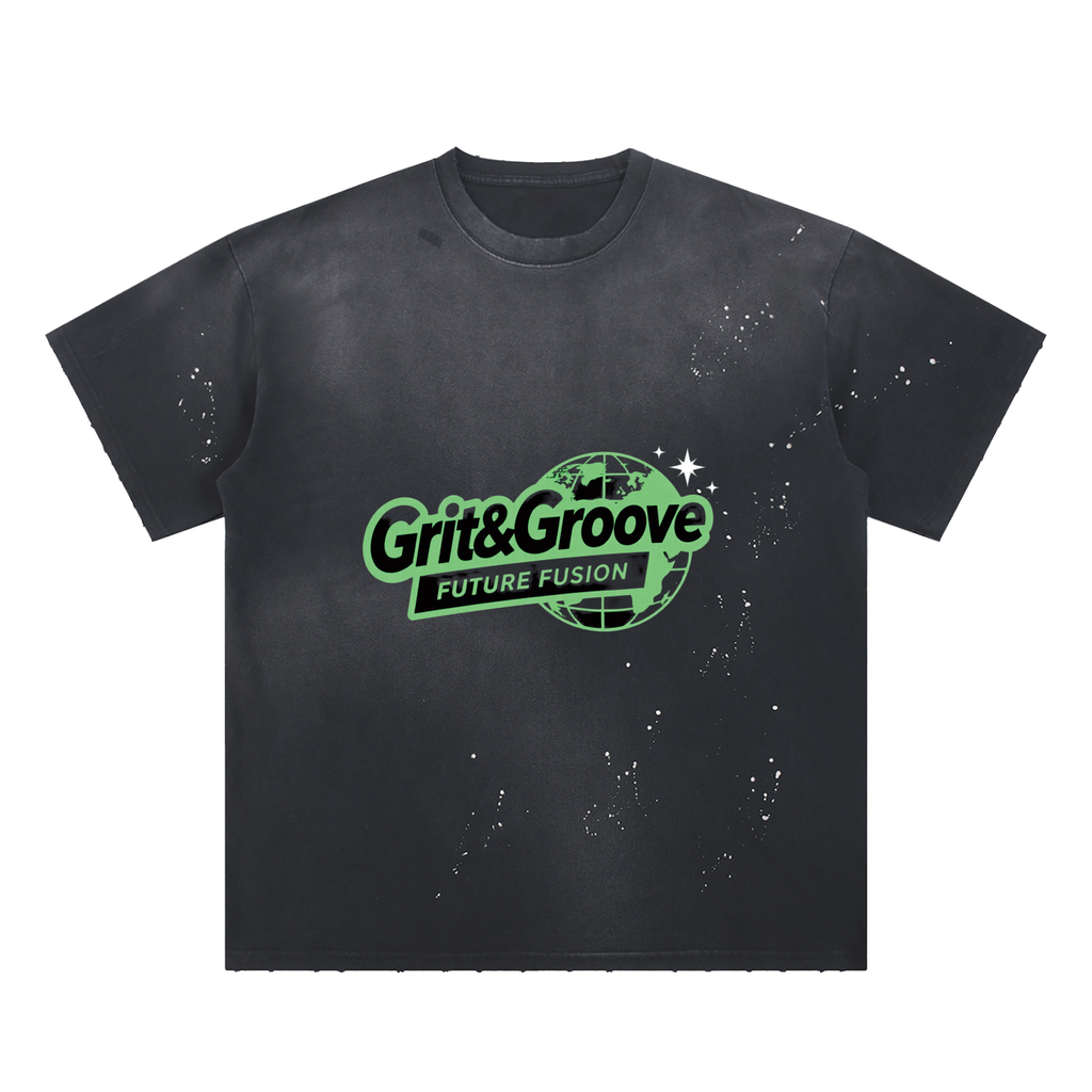 Hand-Frayed Sunfade Paint Splatter T-Shirt