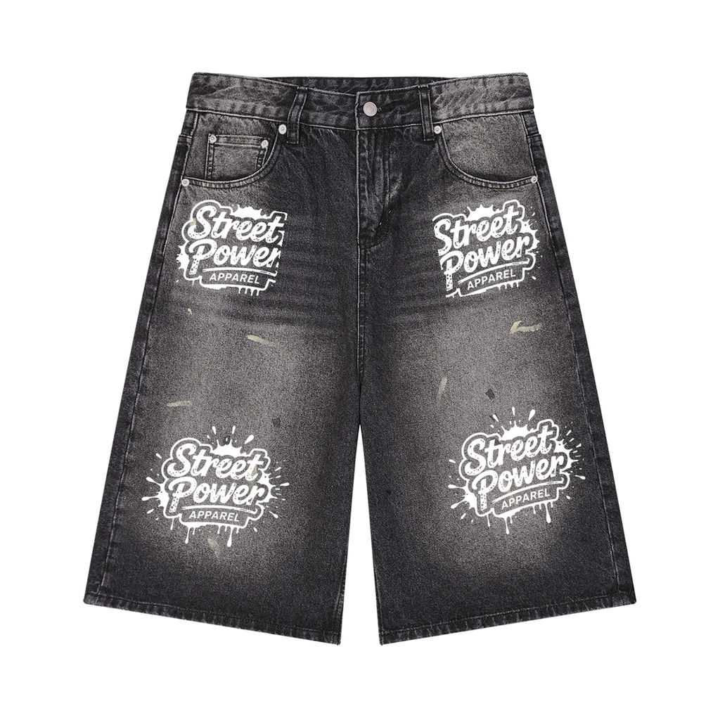 Men’s Vintage Wash Wide Leg Denim Shorts