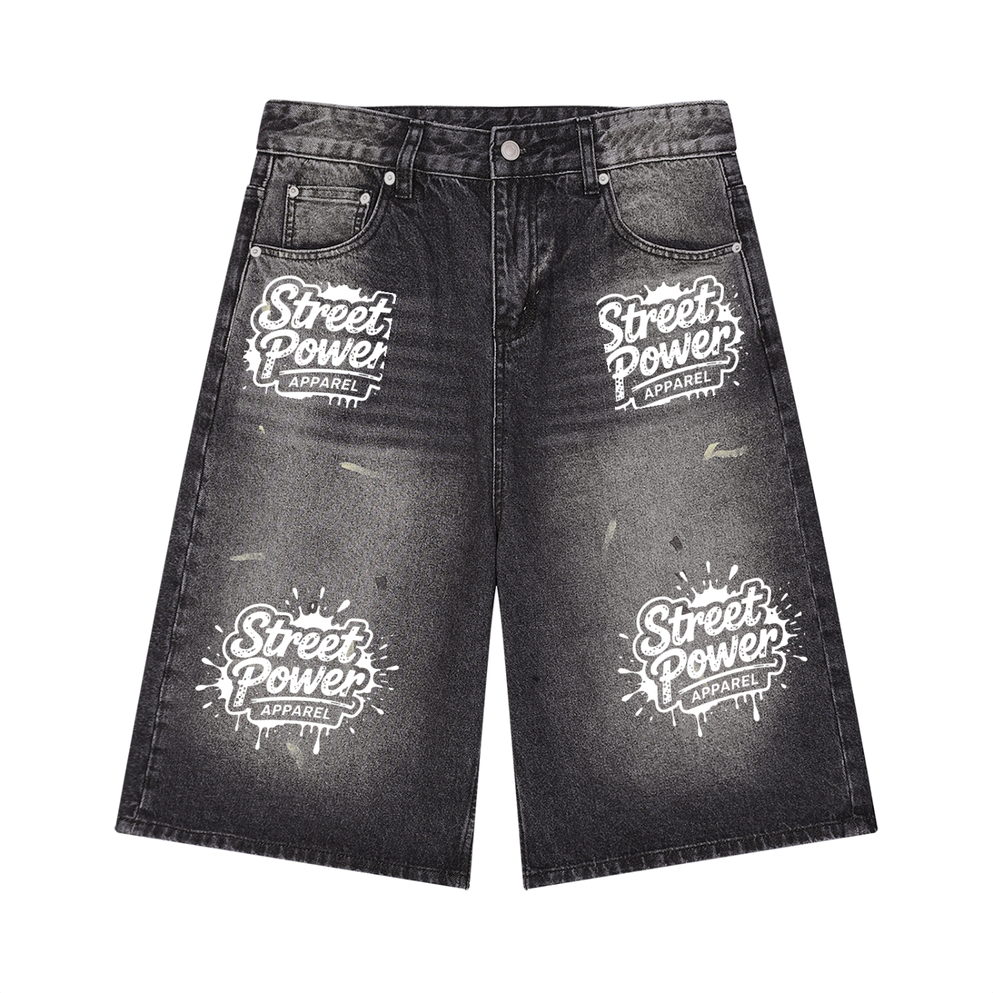 Men’s Vintage Wash Wide Leg Denim Shorts