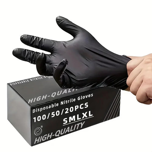100/50/20PCS Black Nitrile Gloves Thickened Disposable Gloves for Cleaning Hairdressing Waterproof Dishwashing Tattoo Gloves - Inkframe100/50/20PCS Black Nitrile Gloves Thickened Disposable Gloves for Cleaning Hairdressing Waterproof Dishwashing Tattoo Glovesi