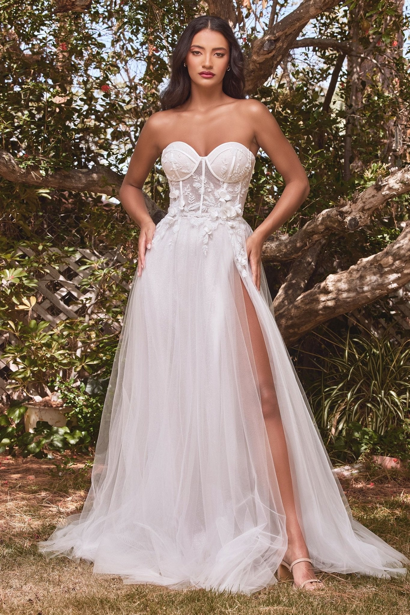 Strapless Floral Ball Gown Bridal - DmasStrapless Floral Ball Gown Bridali