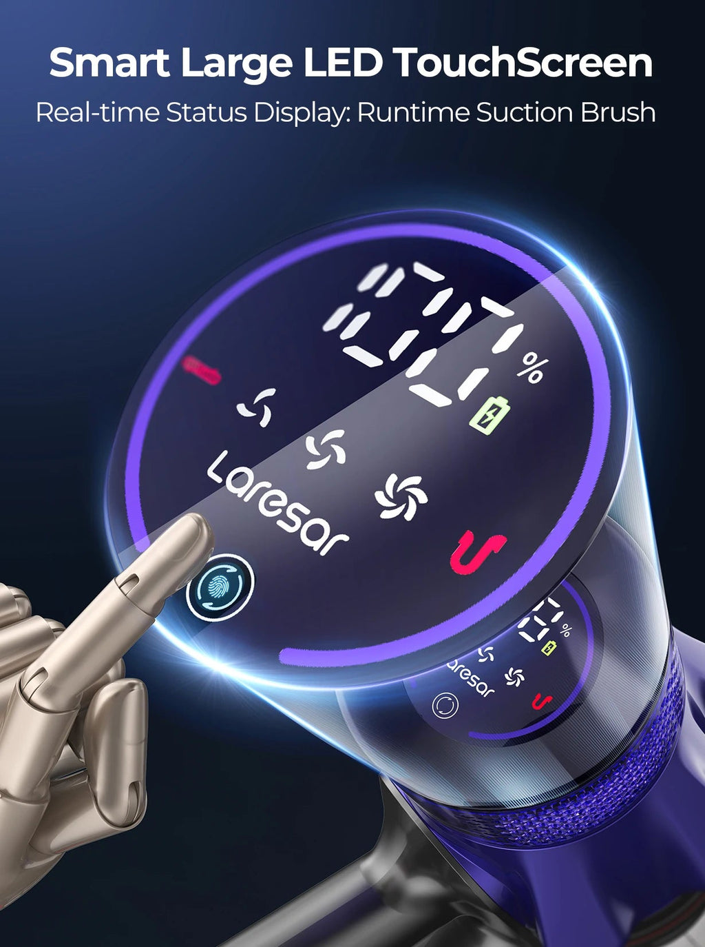 Laresar V7 500W 50KPA Suction Power Cordless Vacuum Cleaner Handheld smart Home appliance Removable Battery Dust Cup - InkframeLaresar V7 500W 50KPA Suction Power Cordless Vacuum Cleaner Handheld smart Home appliance Removable Battery Dust Cupi
