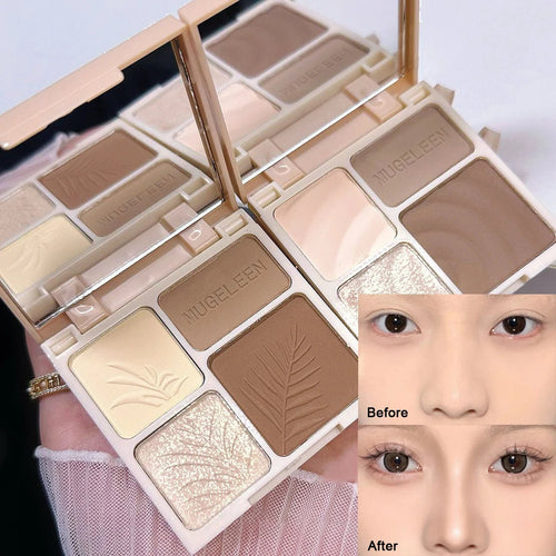 4 Colors Highlighter Contour 3D Facial Bronzer Cosmetic Brightening Beige Matte Highlights Palette Eye Shadow Nose Powder Makeup - Inkframe4 Colors Highlighter Contour 3D Facial Bronzer Cosmetic Brightening Beige Matte Highlights Palette Eye Shadow Nose Powder Makeupi
