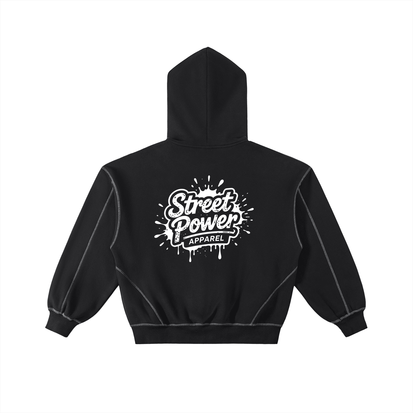 Contrast-Stitched Boxy Fleece Zip Hoodie - InkframeContrast-Stitched Boxy Fleece Zip Hoodiei